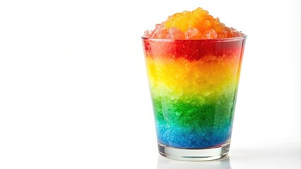 Fresh colorful summer slushie in a glass isolated on white panoramic