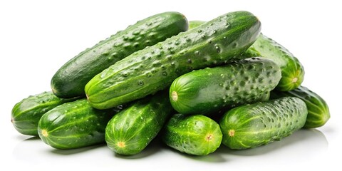 Fresh cucumbers on white background