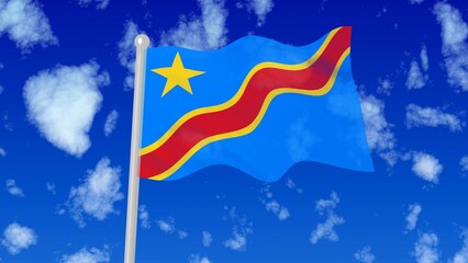 democratic-republic-of-the-congo flaying national flag in the sky