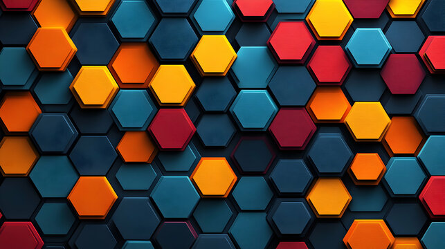 Colorful Abstract Pattern Featuring Repeating Hexagons in Vibrant Hues