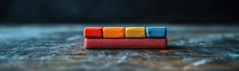 Brightly colored blocks stacked on top of each other on a table