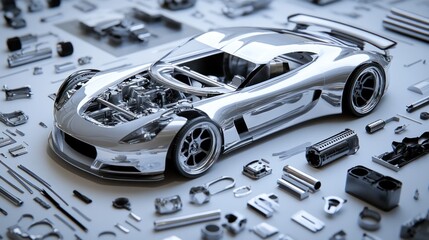 Custom automotive parts plant crafting specialized components tailored to unique car designs.