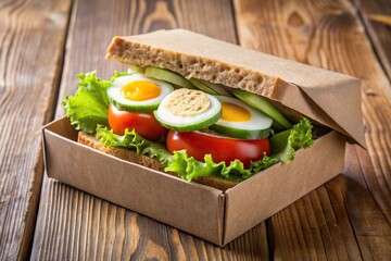 Fresh ingredients on sandwich bread in a lunch box