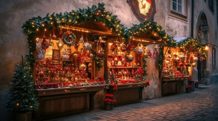 Charming Christmas Market with Festive Decorations