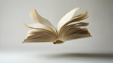 Floating Book with Turning Pages in Mid-Air, Capturing the Essence of Imagination and Knowledge