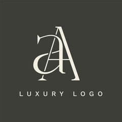 A A Logo. AA Letter Logo Design in White Color on Green Background