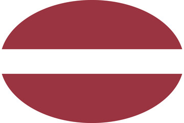 Oval shaped national flag of the European country of LATVIA