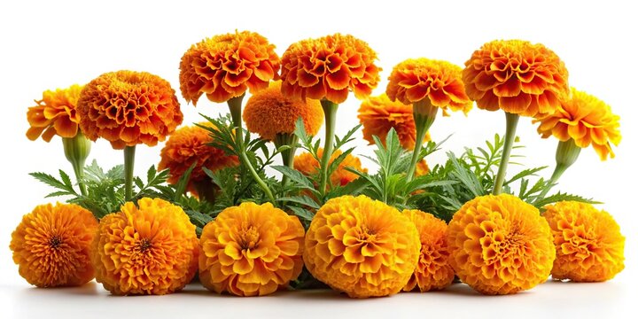 Fresh marigold flowers isolated on white background