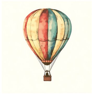recommend clip art: Watercolor illustration of a vintage hot air balloon.
