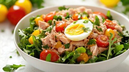 Fresh Salad with Tuna and Cherry Tomatoes
