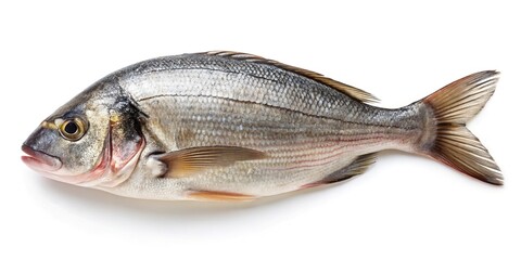 Obraz premium Fresh raw sea bream fillet isolated on a white background