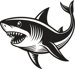 A shark is jumping silhouette illustration