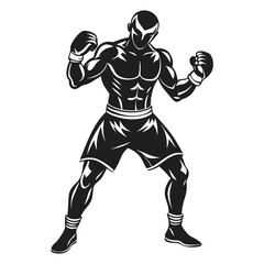 Boxer Vector Silhouette in Fighting Pose Illustration , ai generated