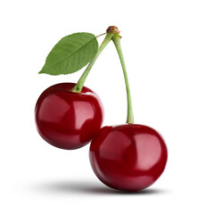 Fresh ripe red cherries isolated on white
