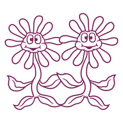 Two Cute Friends Flowers Team 2 Cartoon Comic Happy Small Pretty Leaf Beautiful Green Plant Blooming Nature Lover Flowers Gardening Gardeners Thumb Garden Hobby Blooms Blossoms Gardener Leisure Summer