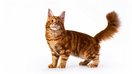 Obraz premium Kurilian Bobtail standing on white background