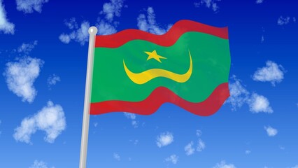 Flag of Mauritania flaying national flag in the sky