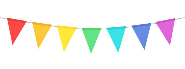 Bright flags on white background. Party decoration
