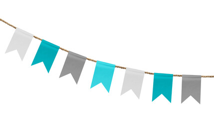 Bright flags on white background. Party decoration