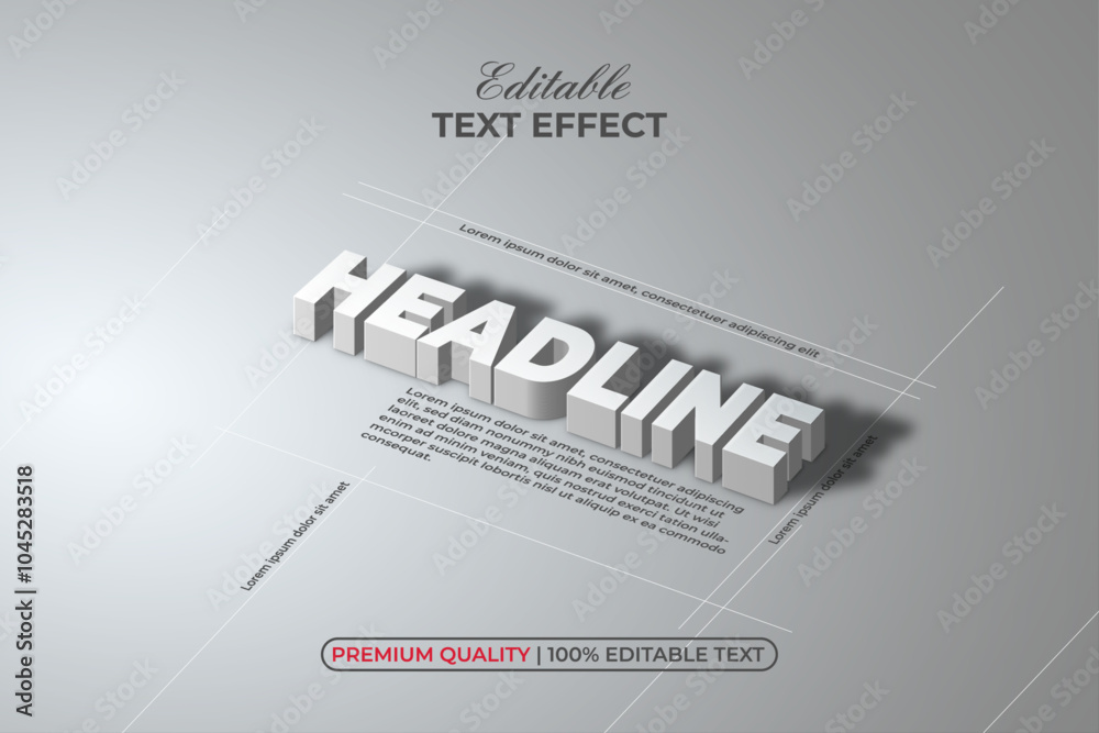 Fototapete editable text effect 3d isometric style vector.