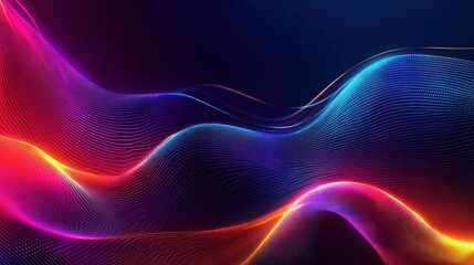 Glowing neon background with vibrant light effects, featuring abstract shapes and vivid colors.