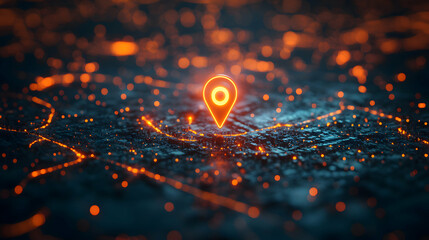 Sleek Digital Map Interface Featuring a Single Location Pin, Highlighting AI Technology in a Modern Design