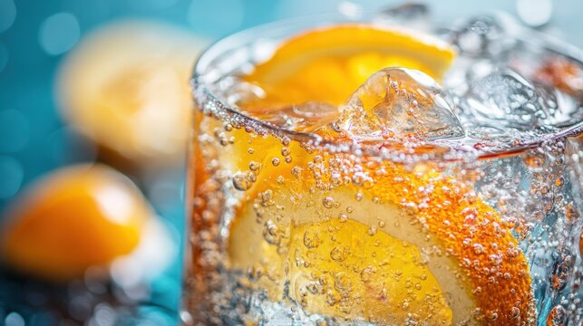 Refreshing Citrus Drink with Bubbles