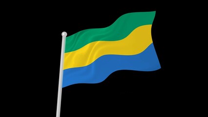 gabon flag waving black background