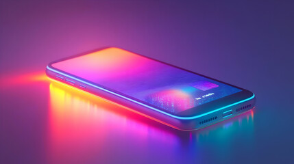 3D Holographic Smartphone Emitting Glowing Credit Card High Resolution Photo Vibrant Glossy Background Ample Copy Space Text Branding Icon Isolated White Background