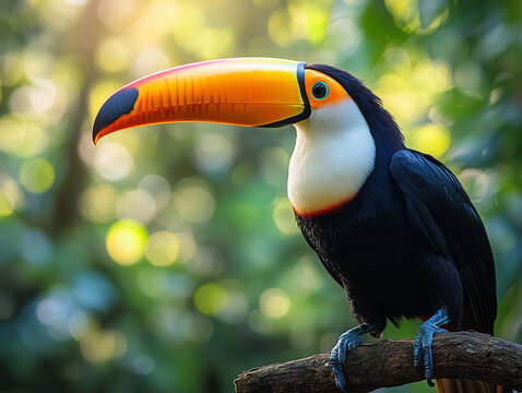 Close-up Portrait of a Rare Toucan Bird in Its Natural Habitat