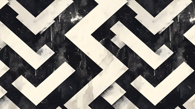 A dynamic zigzag pattern in monochrome, creating a bold, eye-catching geometric contrast.