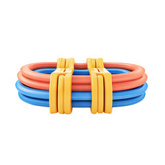 Colorful rubber bands, stacked and isolated on a white background