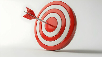 3D Vector Graphic Target Arrow Hitting Center Marketing Goals Bullseye Icon Infographic Business Strategies Achieving Objectives Clean Illustration Bold Colors Isolated White Background