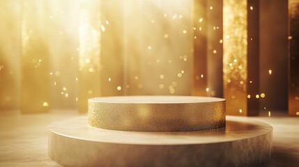 Award stage golden product podium display copy space background success achievement celebration victory recognition event competition honor winner spotlight glamour spotlight elegance prestigious 