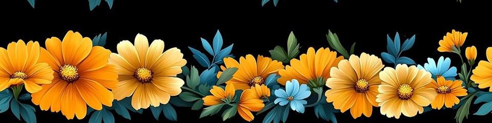 Colorful Floral Digital Design for Paper Projects