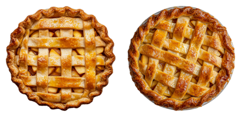 Apple Pies with Golden Crusts, Isolated on Transparent Background, Ideal for Bakery Advertisements, Recipe Books, and Food Packaging