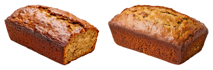 Banana Bread Loaves, Isolated on Transparent Background, Perfect for Recipe Cards, Food Websites, or Caf� Branding