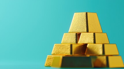 Golden Bars Stacked in a Modern Fortress Setting