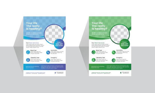 Modern simple medical healthcare flyer design poster templet for print