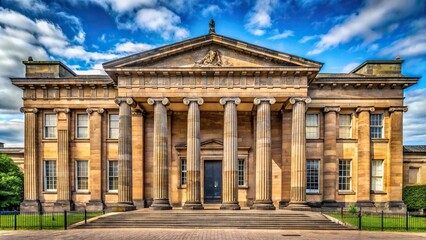 Obraz premium Classical building facade of Scottish National Gallery of Modern Art in Edinburgh, Scotland with shallow depth of field