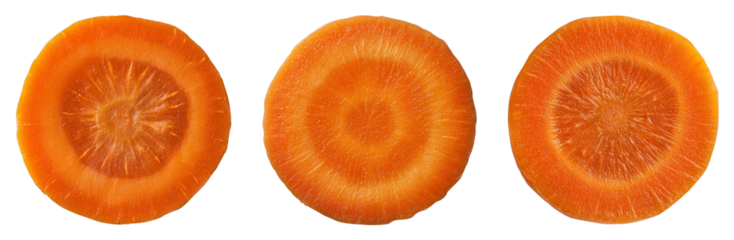 Fresh Carrot Slices with Orange Color, Isolated on Transparent Background, Perfect for Healthy Meal Illustrations, Vegan Recipes, or Cooking Classes Promotions
