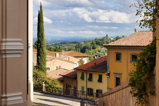 The Tuscan landscape seen from the small town of San Miniato.