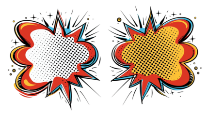 A collection of comic speech bubbles and dialogue balloons on transparent backgrounds, offering creative design elements for communication, conversation, and visual storytelling in graphic design.