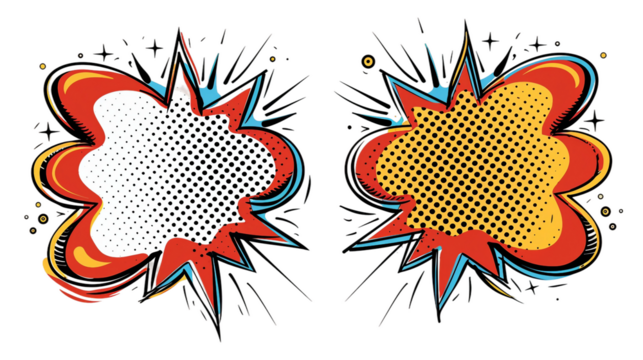 A collection of comic speech bubbles and dialogue balloons on transparent backgrounds, offering creative design elements for communication, conversation, and visual storytelling in graphic design.