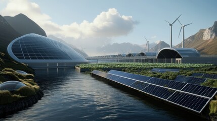 Sustainable energy solutions to combat global warming, including solar, wind, and hydropower.