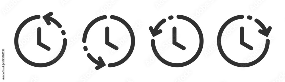 Poster history time back clock icon vector simple graphic ui element illustration set, backup version backw