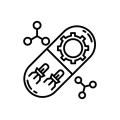 Nano Medicine Outline Icon, Vector illustration