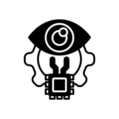 Nano Eye Chip Glyph Icon, Vector illustration
