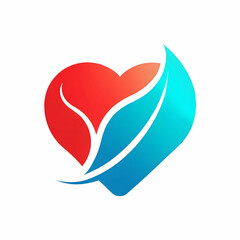 Fototapeta premium Heart with leaf icon natural logo design on white background