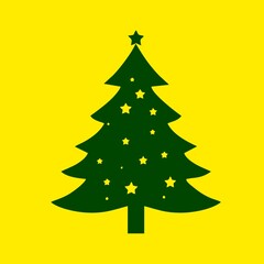 New Year. Festive tree on a bright background. Postcard for the New Year and Christmas holidays.